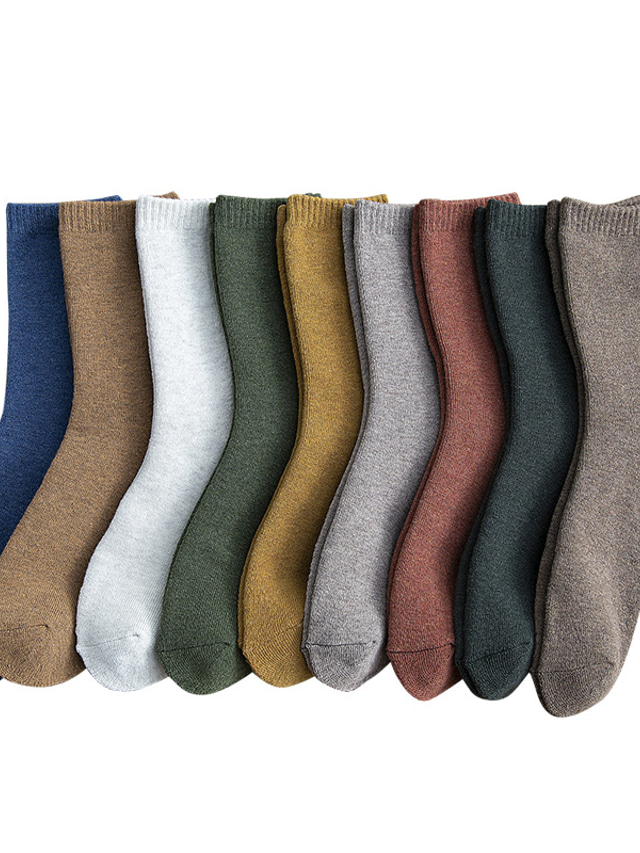  Men's 3 Pairs Socks Crew Socks Casual Socks Black White Color Cotton Solid Colored Casual Daily Warm Fall & Winter Fashion Comfort