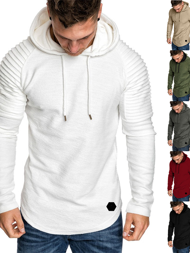  Men's Hoodie ArmyGreen khaki Gray White Black Solid Color Cool Winter Clothing Apparel Hoodies Sweatshirts  Long Sleeve
