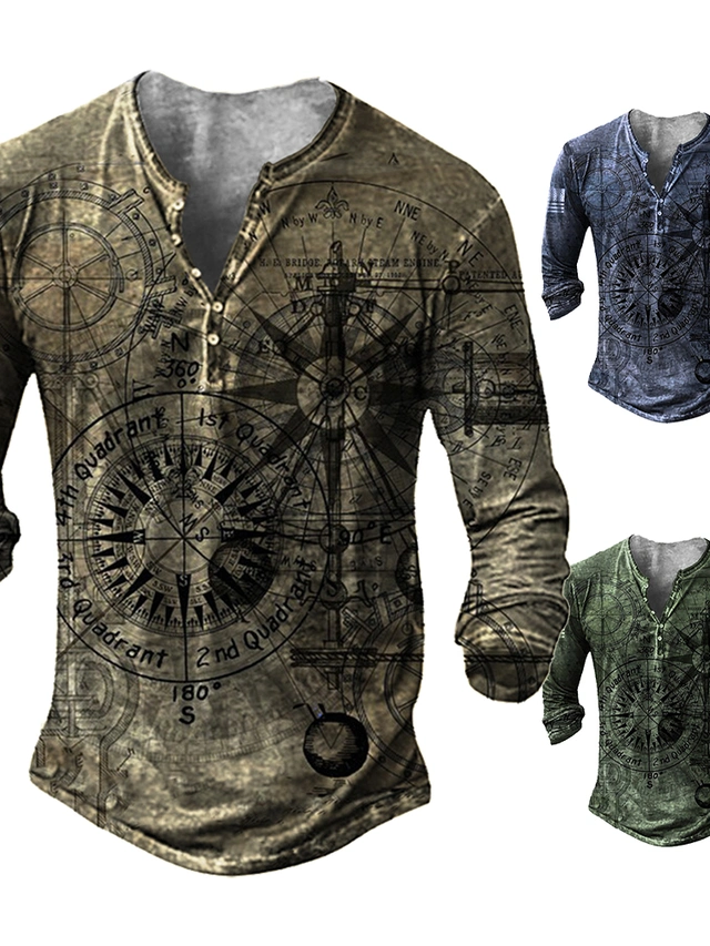 Chemise Henley Old Navy - Bleu Marine / Bordeaux, Manches Longues, Taille XXL, Occasion Parfait état