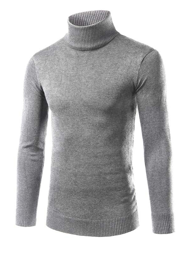  Męskie Sweter Sweter sweter Prążkowany Robić na drutach Skrócona długość Dzianiny Jednokolorowe Golf Zatrzymujący ciepło Współczesny współczesny Praca Dzienne zużycie Odzież Jesień i zima Czarny