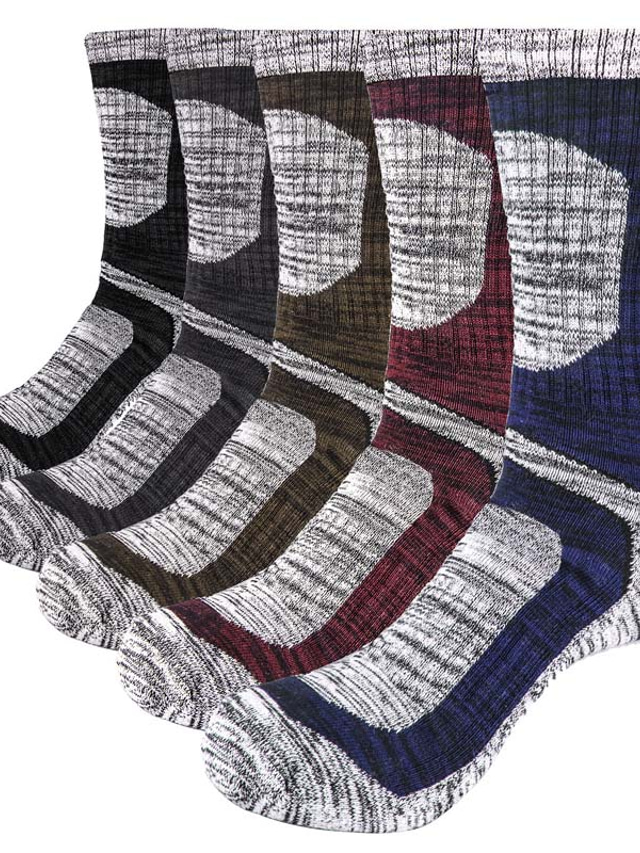  Homme 5 paires Chaussettes Chaussettes de compression Chaussettes de Randonnée Noir 1 Noir Couleur Coton Bloc de couleur Casual du quotidien Des sports Moyen Automne hiver Mode Confort
