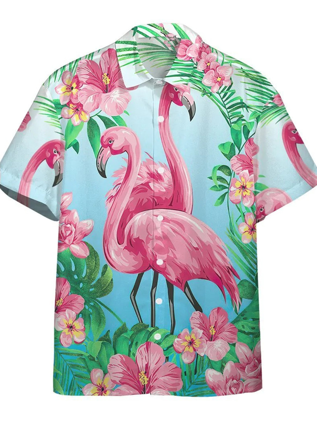  Herre Skjorte Hawaii skjorte Sommer skjorte Aloha skjorte Blomstret Grafiske tryk Aftæpning Hvid Rød Navyblå Blå 3D-udskrivning udendørs Gade Kortærmet Knap ned Trykt mønster Tøj Tropisk Hawaiiansk