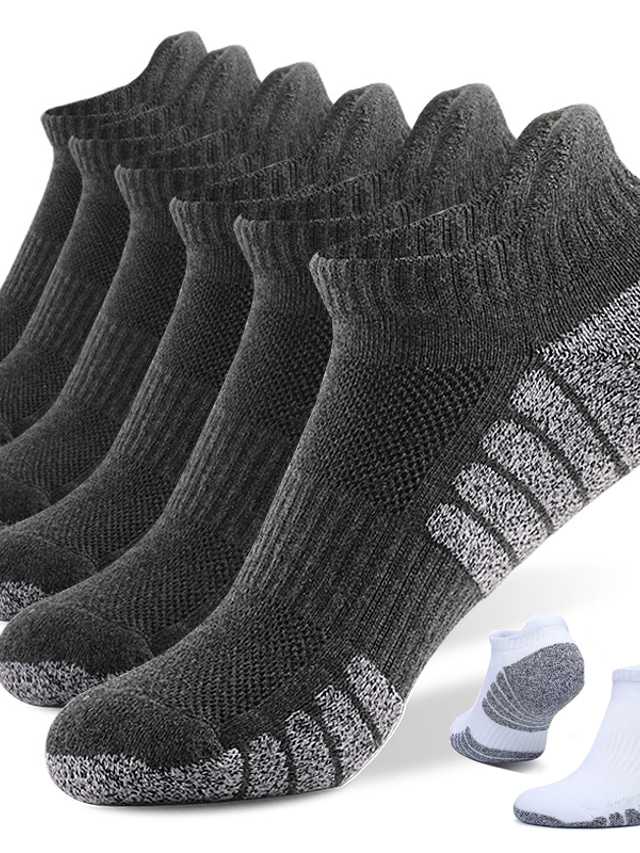  Men's 6 Pairs Socks Ankle Socks Running Socks Black and Dark Gray White and light gray Color Cotton Color Block Casual Daily Sports Warm Spring, Fall, Winter, Summer Fashion Comfort