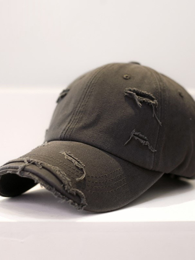  男性用 帽子 ベースボールキャップ デイリーウェア バケーション ベーシック 単色/無地 軽量素材 便利 ブラック