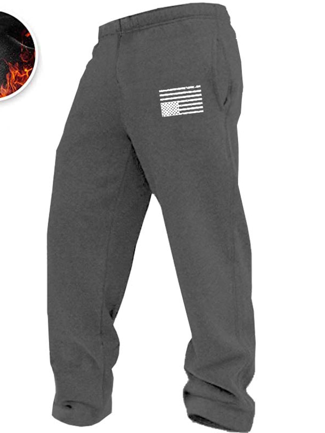 Homme Pantalon en molleton Joggings Pantalons d'hiver Pantalon Poche Cordon Taille elastique Drapeau National Confort Chaud du quotidien Vacances Sortie Sportif Mode Gris foncé Micro-élastique