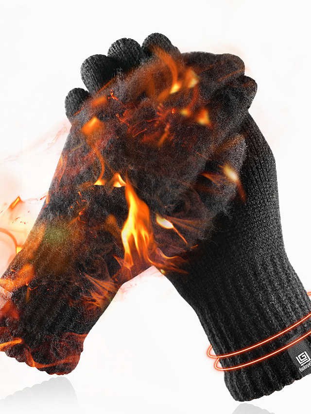  Męskie 1 para Rękawiczki zimowe Rękawiczki Dziane rękawiczki Praca Na zewnątrz Rękawiczki Elegancki Antypoślizgowy Solidne kolory Czarny Szary