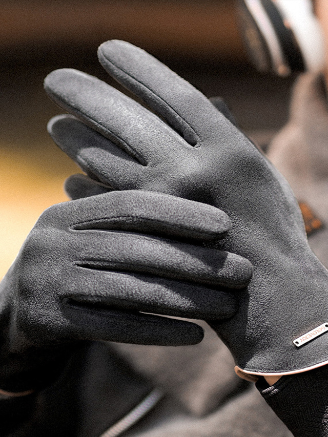  Hombre 1 Par Guantes de Invierno Guantes Guantes de pantalla táctil Trabajo Exterior Guantes Elegante Antideslizante Listo para vestir Color sólido Negro Color Camello Gris Oscuro
