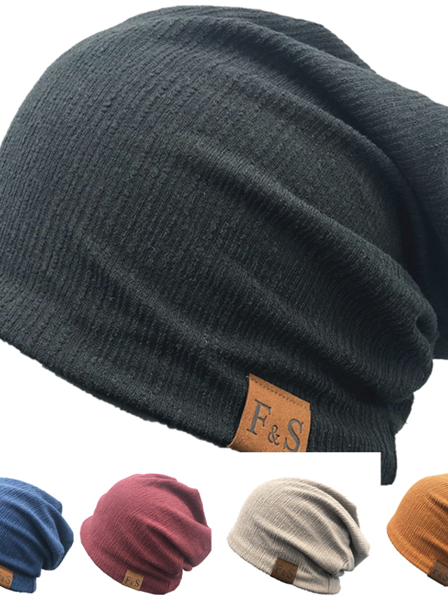  Men's Hat Beanie Hat Daily Wear Vacation Basic Warm Solid / Plain Color Lightweight Materials Convenient Yellow