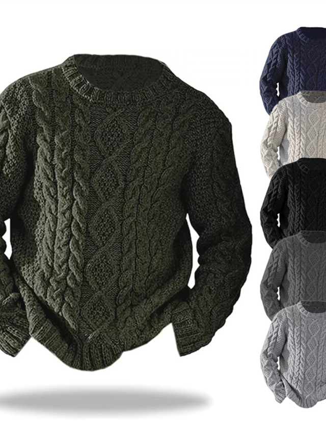  Męskie Sweter Sweter sweter Prążkowany Robić na drutach Skrócona długość Dzianiny Półgolf Współczesny współczesny Dzienne zużycie Wyjściowe Odzież Jesień i zima Czarny Granatowy S M L