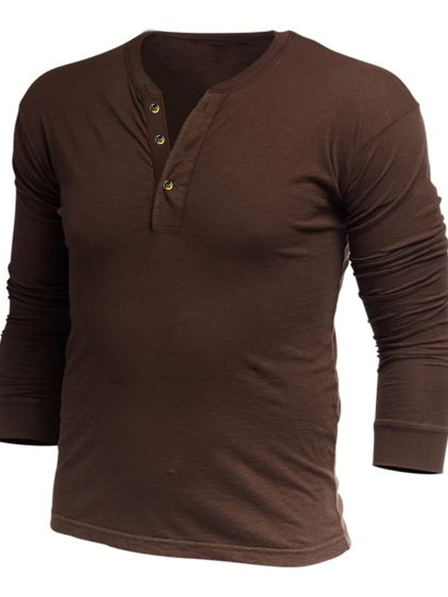  Men's Henley Shirt T shirt Tee Solid Color V Neck Navy Blue Dark Gray Street Sports Long Sleeve Button-Down Clothing Apparel Basic Designer Casual Comfortable