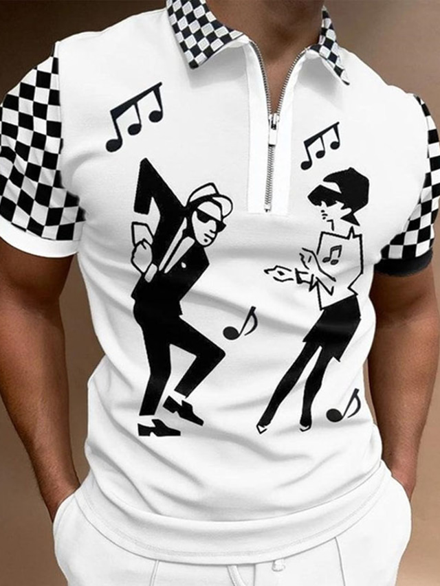 Men's Polo Shirt Golf Shirt Star Turndown Black White Army Green Navy Blue Dark Green 3D Print