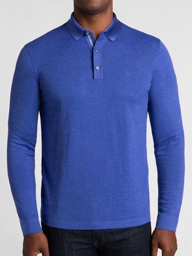  Homme POLO T Shirt golf Plein Col rabattu Noir bleu marine Bleu Roi Bleu Vert Extérieur du quotidien manche longue Bouton bas Vêtement Tenue Coton Casual Confortable