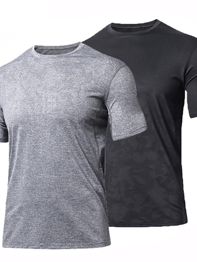  Men's Moisture Wicking Shirts Tee Top Muscle Shirt Plain Crew Neck Sports & Outdoor Street Short Sleeves Quick Dry Clothing Apparel Sports Fashion Workout
