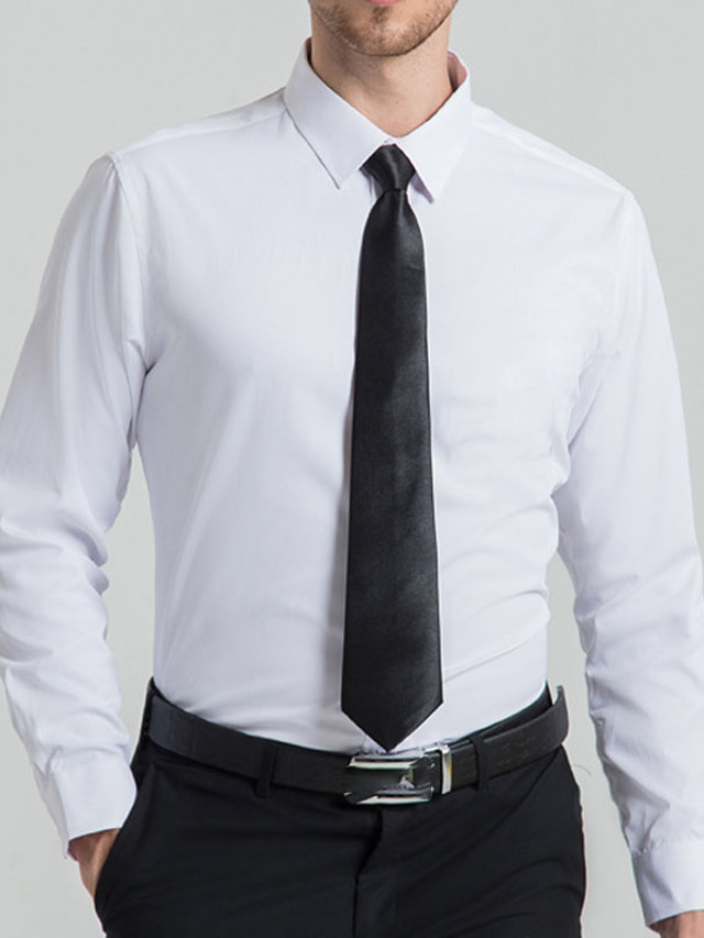  男性用 ドレスシャツ ボタンアップシャツ 襟付きのシャツ 平織り 折襟 ブラック ホワイト ブルー ダークブルー グレー ワーク お出かけ 長袖 衣類 コットン ビジネス 快適 紳士