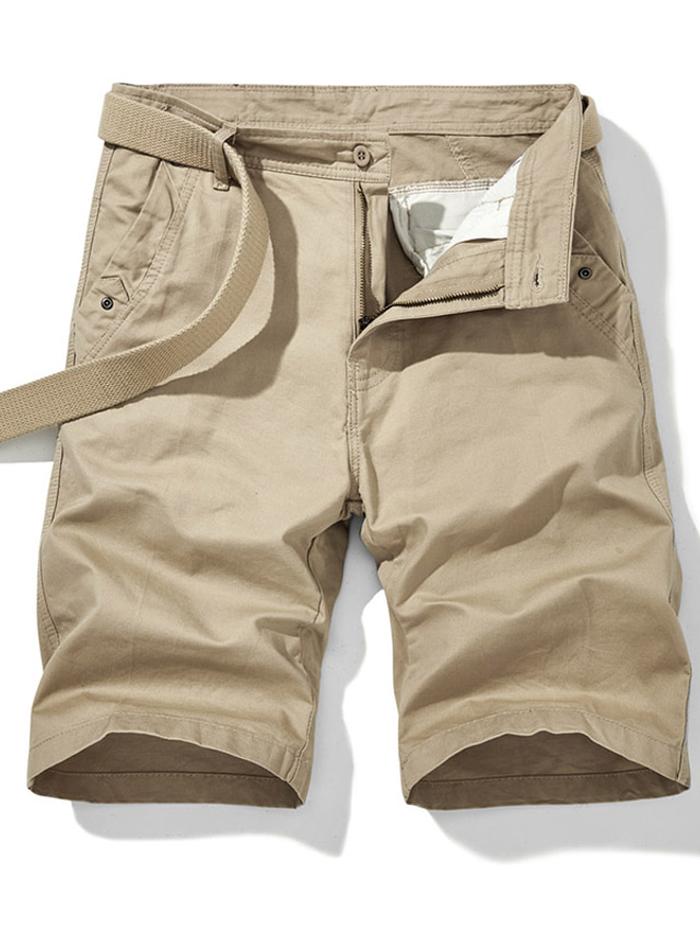  Men's Cargo Shorts Bermuda shorts Work Shorts Pocket Plain Comfort Wearable Knee Length Casual Daily Holiday Streetwear Stylish ArmyGreen Black