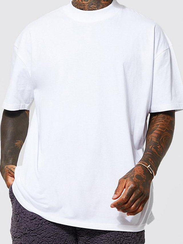  Homme Chemise surdimensionnée Plein Ras du cou Extérieur sport Manches courtes Vêtement Tenue Mode Vêtement de rue Frais Casual Quotidien