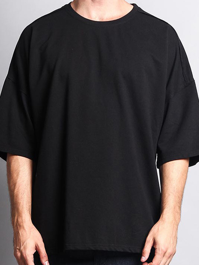  Homens Camiseta camisa grande Tecido Crewneck Ao ar livre Esporte Manga Curta Roupa Moda Roupa de rua Legal Casual Diário