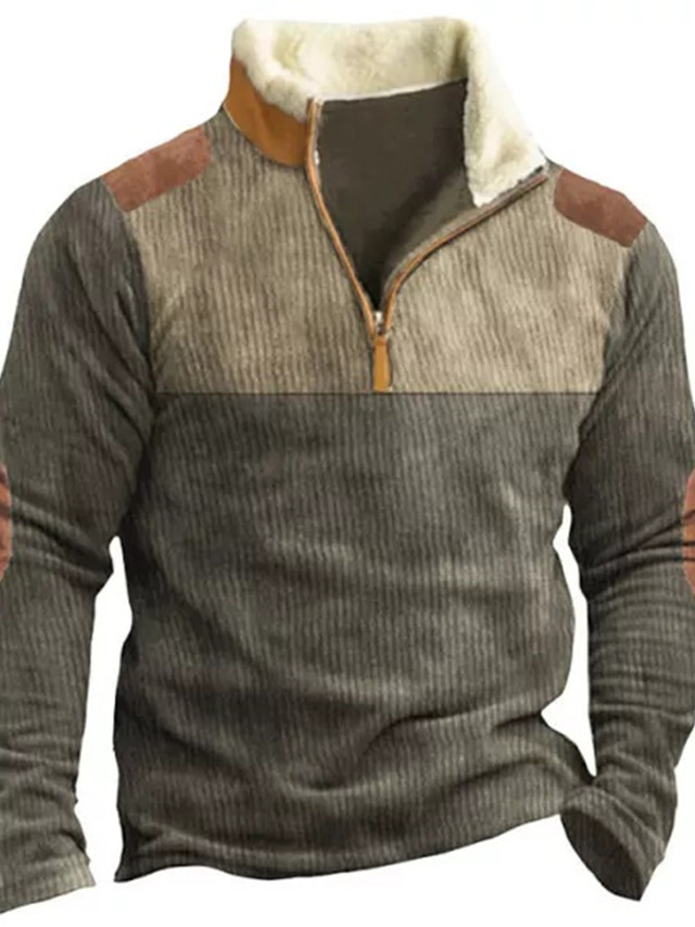 Pull Homme Camouflage Demi-Zippé - Sweat-Shirt Épissage 3D Hiver Chaud Et Confortable