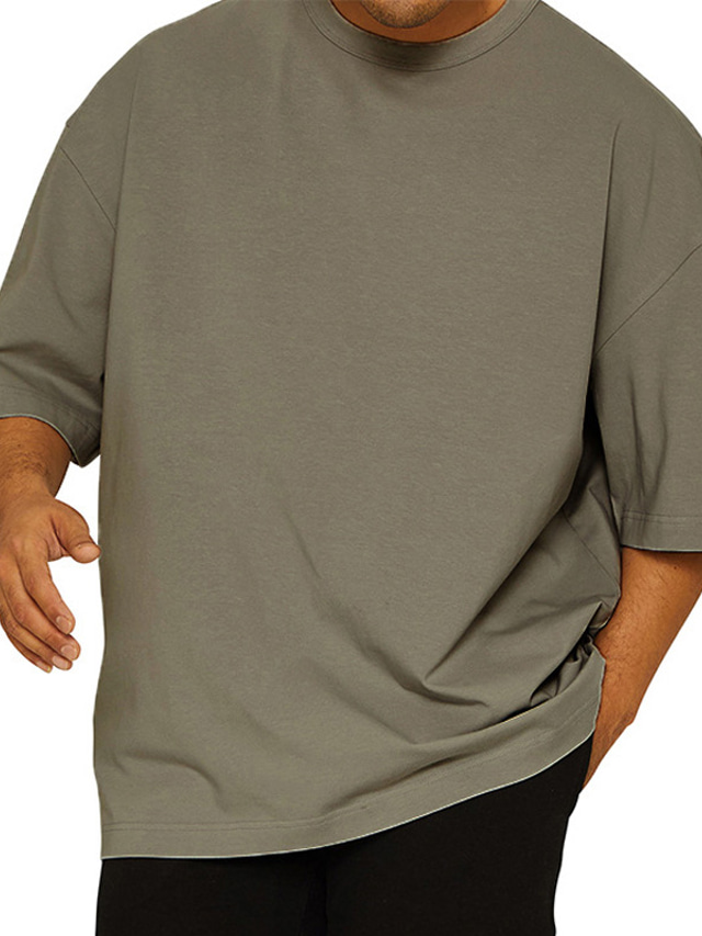  Homens Camiseta camisa grande Tecido Crewneck Ao ar livre Diário Manga Curta Roupa Moda Roupa de rua Legal Casual