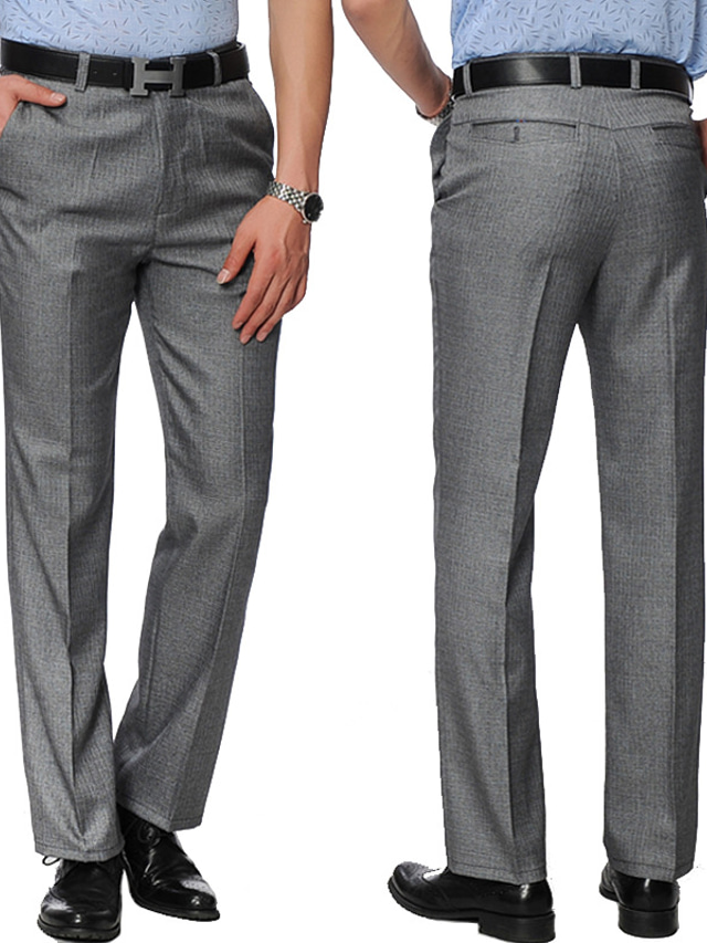  Męskie Garnitury Spodnie Kieszeń Prosta noga Równina Biuro Praca Biznes Szykowne i nowoczesne Formalny Czarny Granatowy Średnio elastyczny