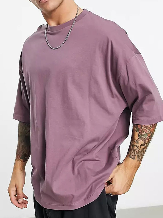  Męskie Podkoszulek Koszula oversize Równina Wycięcie pod szyją Na zewnątrz Sport Krótkie rękawy Odzież Moda Moda miejska Nowoczesne Codzienne