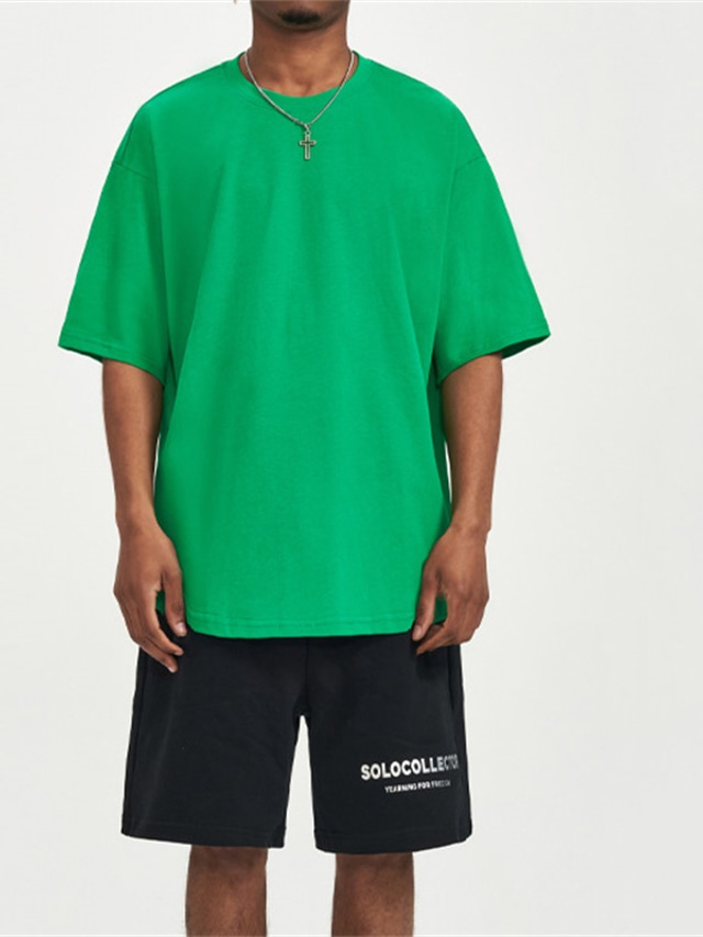  Bărbați Tricou Tricouri Cămașă supradimensionată Simplu Mată Stil Nautic Stradă Sport Manșon scurt Îmbrăcăminte Bumbac Modă Casual Clasic Supradimensionat