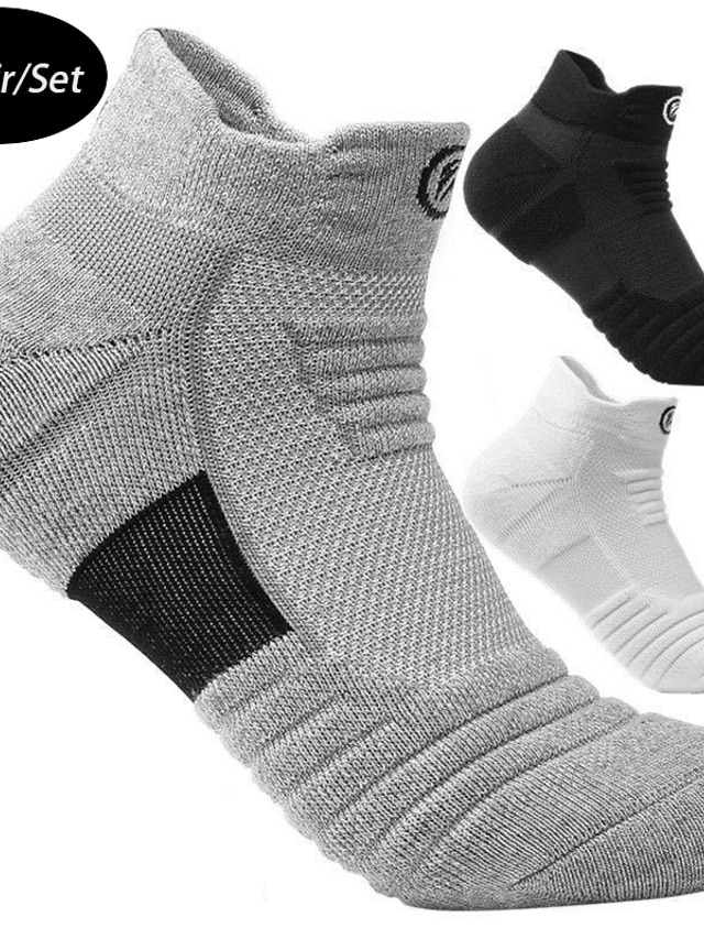  Men's 3 Pairs Socks Running Socks Black+Black+White White+White+Black Color Color Block Outdoor Athleisure Going out Print Medium Spring &  Fall Fashion Streetwear