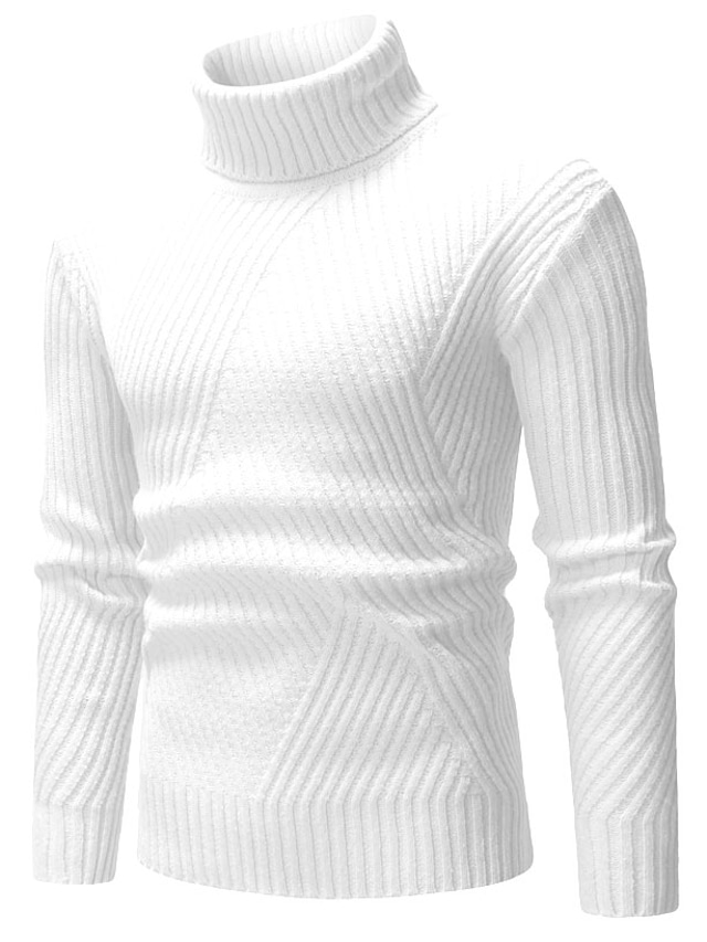  Men's Sweater Pullover Sweater Jumper Turtleneck Sweater Knit Knitted Solid Color Turtleneck Stylish Casual Daily Clothing Apparel Fall Winter Black Light Grey S M L