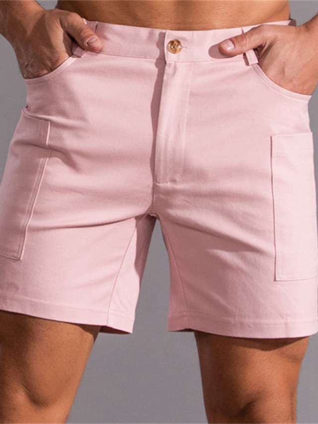  Men's Chino Shorts Bermuda shorts Work Shorts Pocket Plain Comfort Breathable Outdoor Casual Daily Cotton Blend Twill Fashion Streetwear ArmyGreen Black