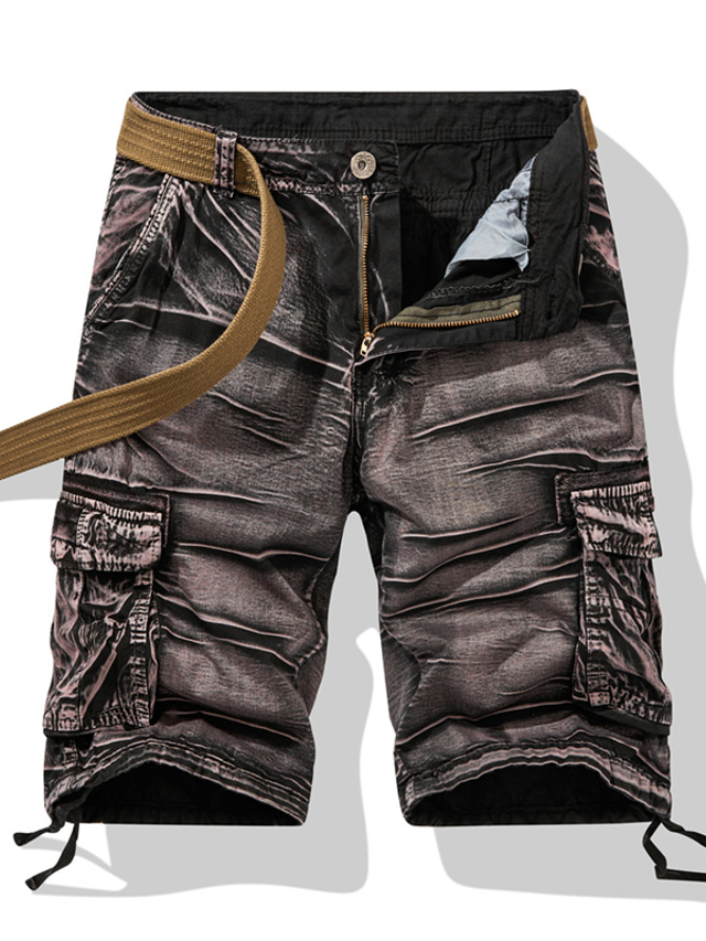  Herr Cargo-shorts Shorts Vandringsshorts Rakt ben 6 fickor Kamuflasje Komfort Bärbar Arbete Dagligen Streetwear Ledigt Svart Armégrön Microelastisk