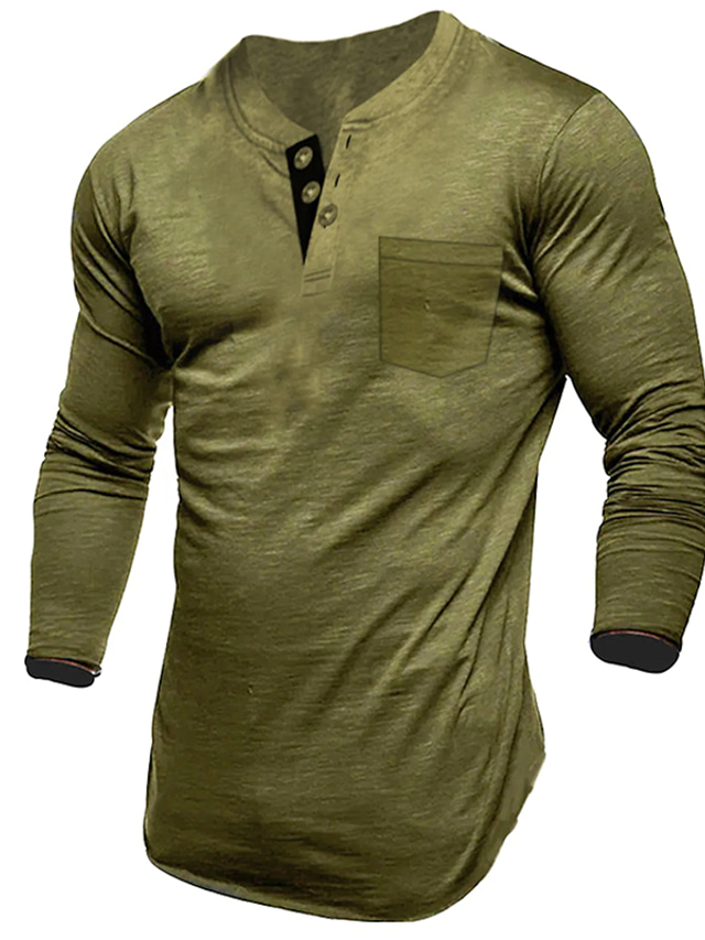 Homme T shirt Tee Chemise Henley Shirt T-shirt en tricot gaufré T-shirt Chemise à manches
