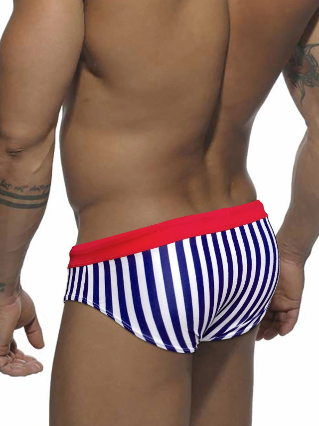 Mens 1pack Swim Briefs Swimwear Drawstring Print Breathable Soft