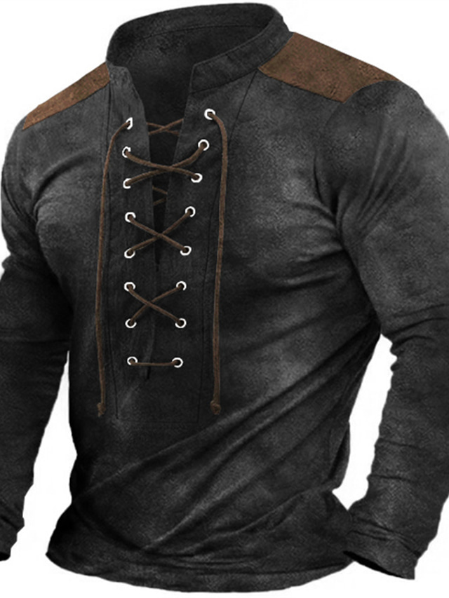 Homme Sweat shirt Noir Col Mao Henley Imprimés Photos Imprimer 3D