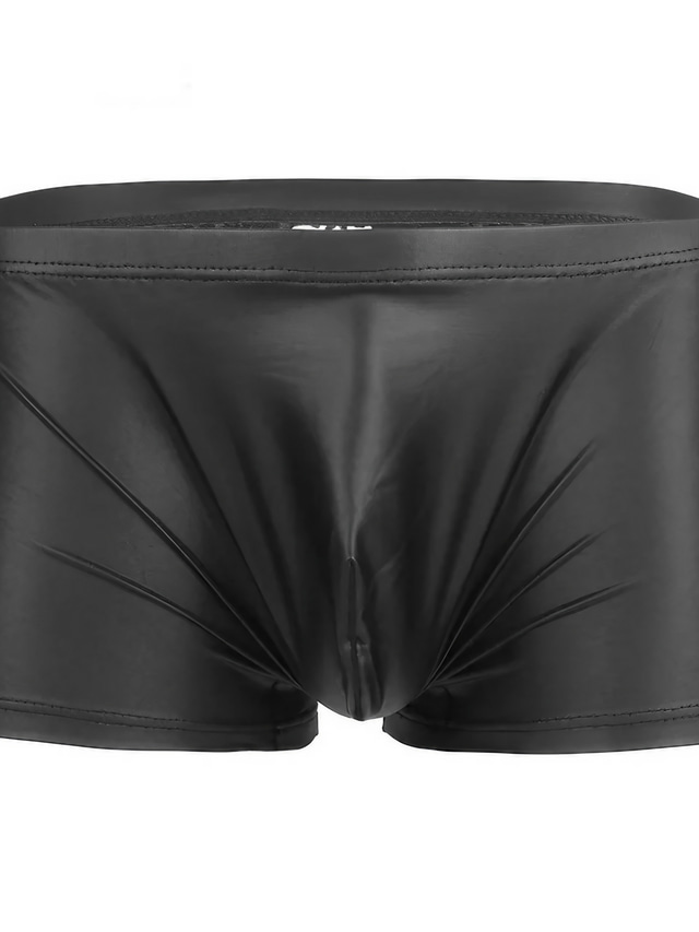  Homme Shorts décontractés Short en similicuir Couleur Pleine Confort Doux Intérieur Casual Tenue de Boîte Sexy Noir