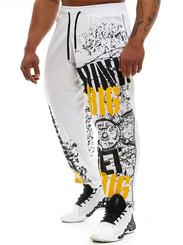 Men Casual Loose Straight Leg Pants Elastic Waist Wide Leg Cargo Pants Solid Color Workout Athletic Pants