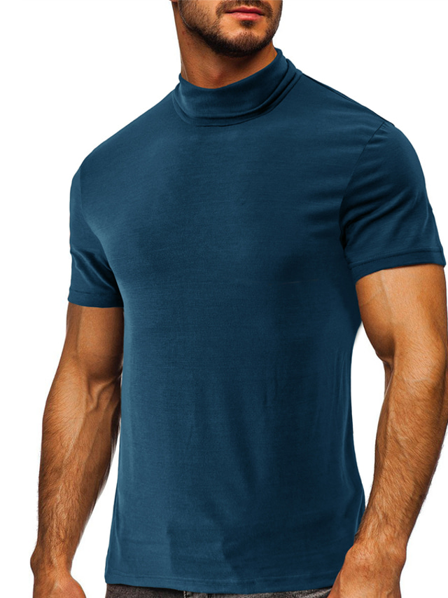  Homens Camiseta Camisa de gola alta Tecido Gola Alta Férias Para Noite Manga Curta Roupa à moda Contemporâneo Moderno Conforto