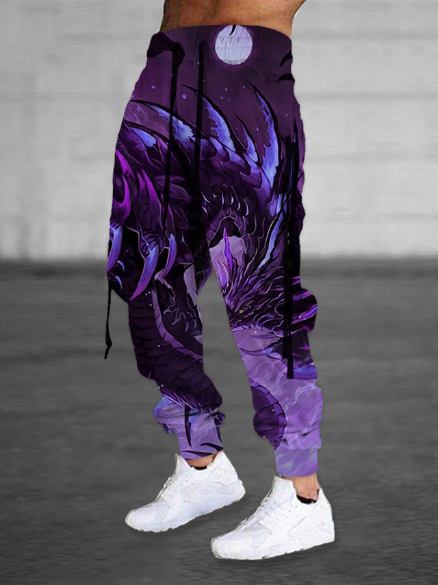  Homme Joggings Pantalon Jogger Pantalon Cordon Taille elastique Impression 3D Abstrait Imprimés Photos Confort Sport extérieur Casual du quotidien Mélange de Coton Vêtement de rue Design Bleu Violet