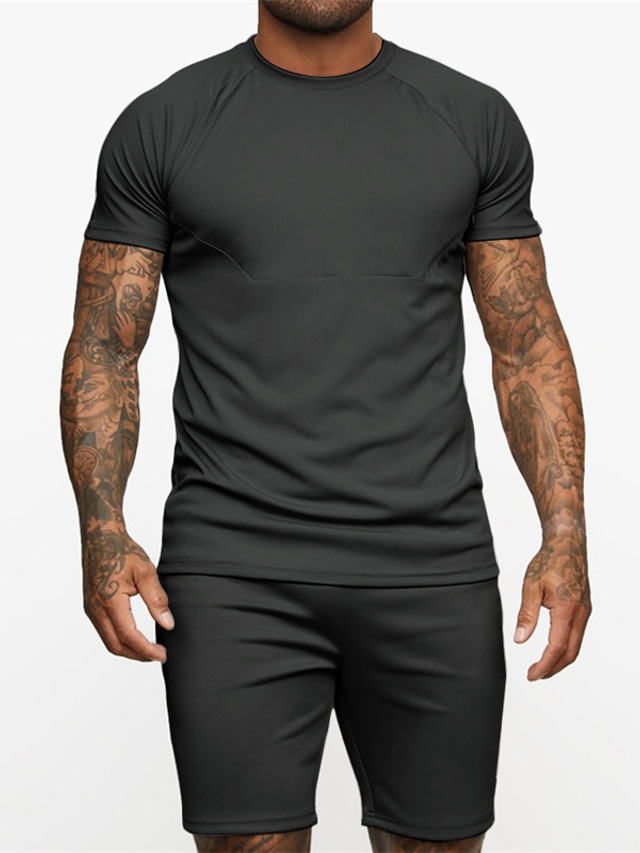 Per Uomo T-shirt Tuta Da Ginnastica Liscio Girocollo Strada Da Mare Maniche Corte 2 Confezioni Abbigliamento 2 Pezzi Essenziale Originale Contemporane P9437943