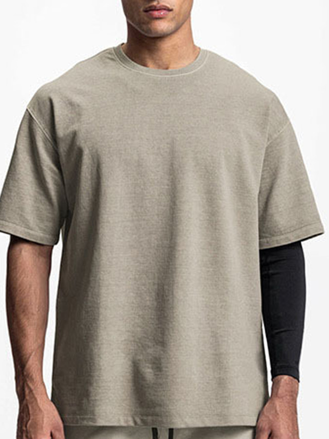  Men's T shirt Tee Oversized Shirt Plain Crew Neck Athleisure Vacation Short Sleeve Clothing Apparel Streetwear Stylish Classic Style