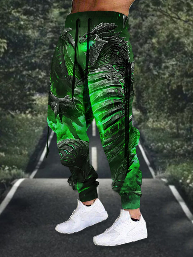  Męskie Spodnie dresowe Uprawiający jogging Spodnie Ściągana na sznurek Elastyczny pas Druk 3D Zwierzę Wzory graficzne Komfort Sporty na świeżym powietrzu Codzienny Mieszanka bawełny Moda miejska