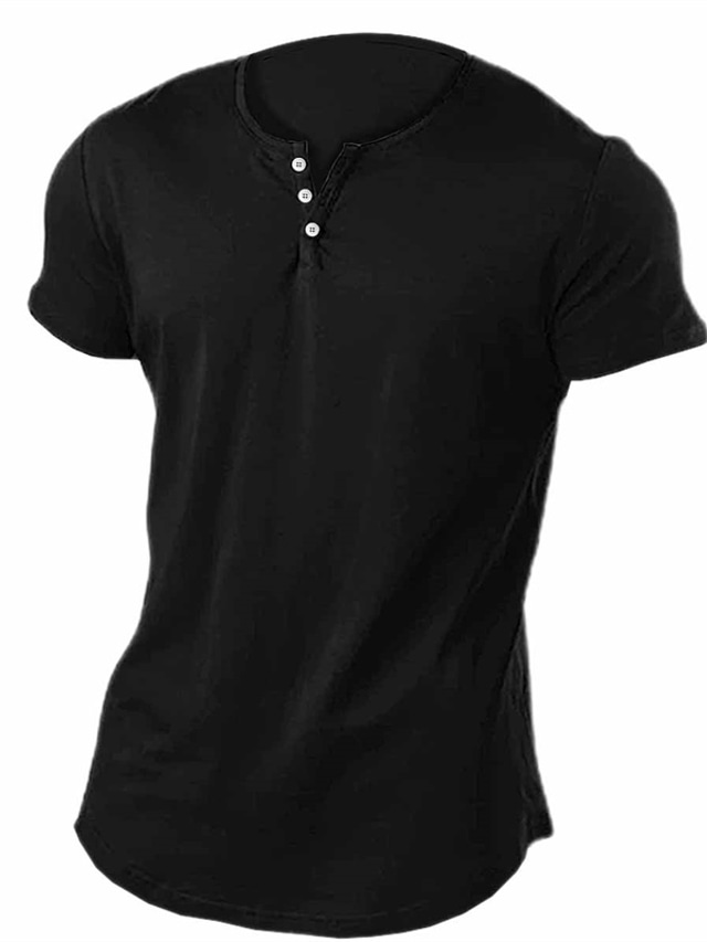  Men's Henley Shirt Plain Henley Street Vacation Short Sleeves Clothing Apparel Basic Designer Modern Contemporary