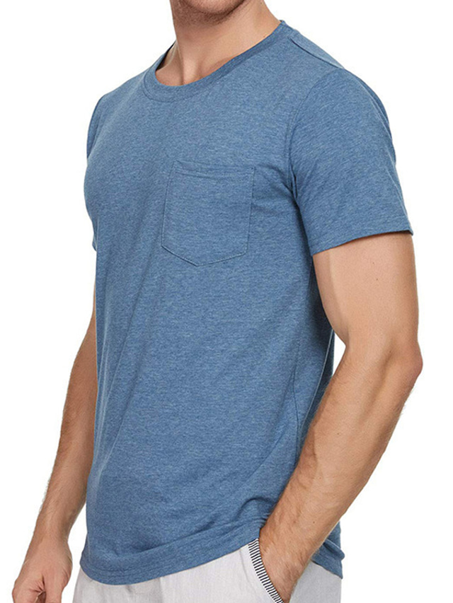  Homme T shirt Tee Plein Col Ras du Cou Athleisure Usage quotidien Manche Courte Poche Vêtement Tenue mode Traditionnel / Classique