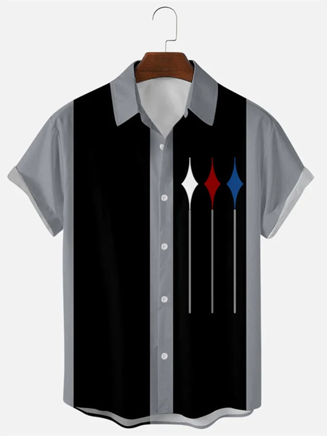  Ανδρικά Πουκάμισο Πουκάμισο μπόουλινγκ Πουκάμισο με κουμπιά Καλοκαιρινό πουκάμισο Casual πουκάμισο Μαύρο Μπλε Μαύρο Μαύρο / Κόκκινο Κοντομάνικο Συνδυασμός Χρωμάτων Γραφικά Σχέδια Απορρίπτω
