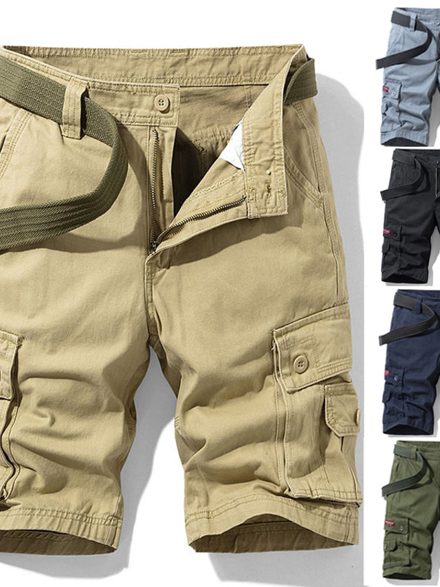  Herr Cargo-shorts Shorts 6 fickor Bokstav Komfort Utomhus Dagligen Utekväll 100 % bomull Mode Streetwear Svart Armégrön