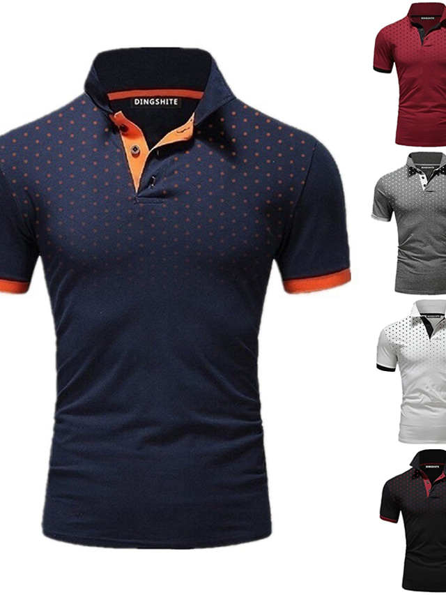  Voor heren POLO Shirt Golfshirt Stip Strijkijzer Marineblauw + Zwart Zwart Wit Rood Marineblauw niet-afdrukken Casual Dagelijks Korte mouw Kleding Casual Zacht Ademend