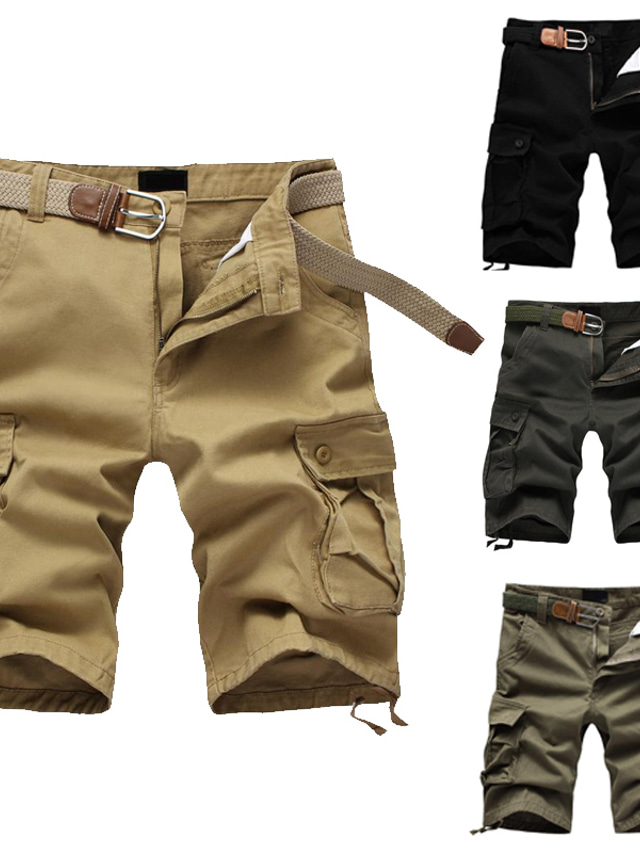  Herre Cargoshorts Shorts Shorts til turbruk Multi lomme Rett ben 6 lommer Helfarge Anvendelig Nei-jern Kort Avslappet Daglig Chino Løstsittende Militærgrønn Svart Høy Midje Uelastisk