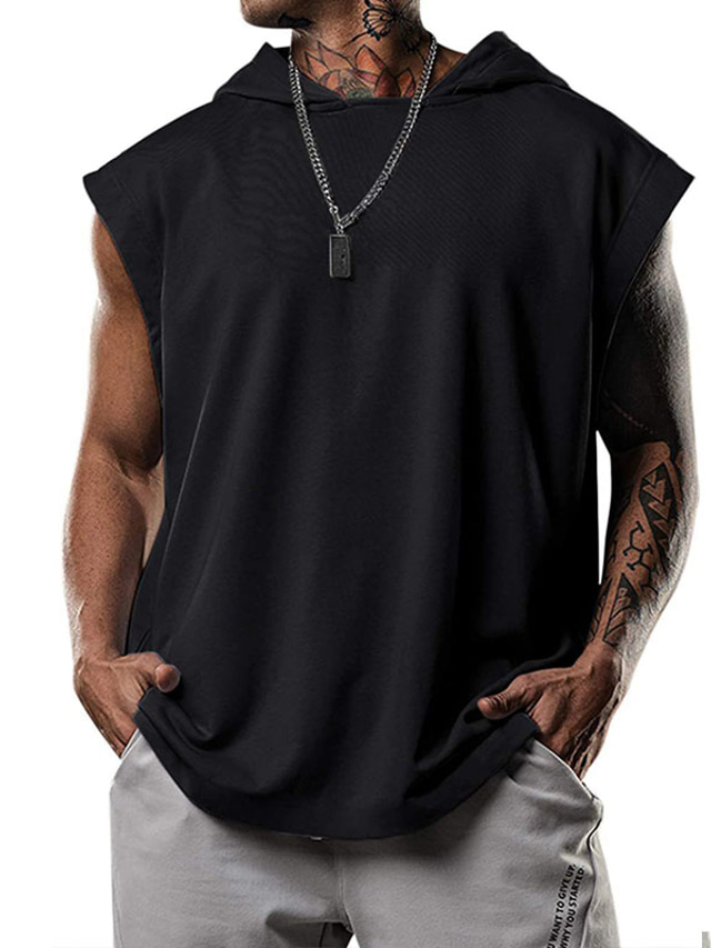  Men's Tank Top Undershirt Plain Hooded Daily Sports Sleeveless Clothing Apparel Stylish Casual Daily Modern Contemporary