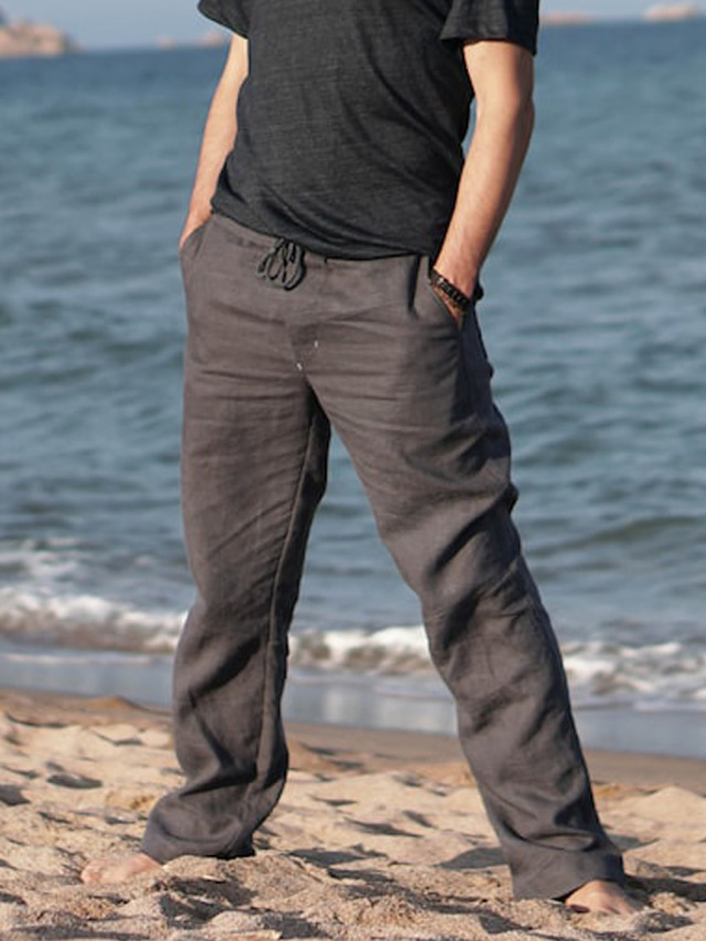 Pantalon Homme Coton-Lin Été NANAMEEI - Confortable, Respirant, Taille Élastique Avec Cordon