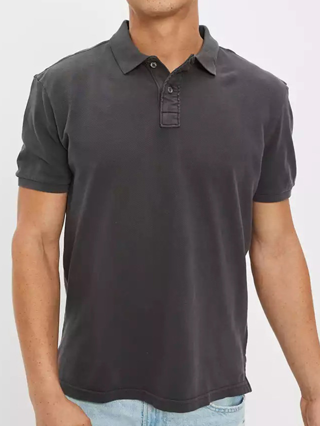  Men's Polo Golf Shirt Outdoor Casual Classic Short Sleeves Fashion Streetwear Solid Color Plain Button Summer White Light Green Blue Dark Gray Gray Polo
