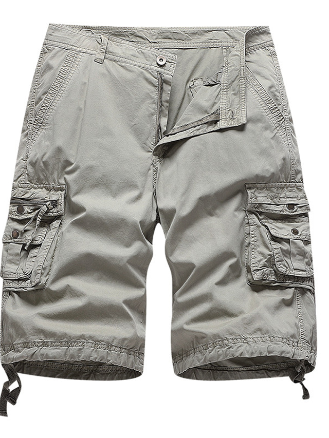  Men's Cargo Shorts Capri shorts 6 Pocket Plain Comfort Outdoor Calf-Length Outdoor Daily Going out 100% Cotton Fashion Streetwear ArmyGreen Black